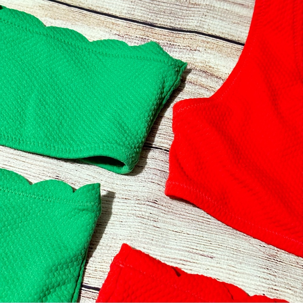 Scallop-Trim Two -Piece Swimsuits for Girls - Picture 4 of 5